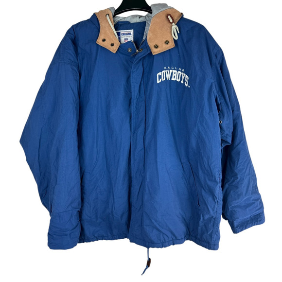 Vtg 90s Starter Pro Line Dallas Cowboys Hooded Jacket Mens XL Blue NFL Big Star - Picture 3 of 16